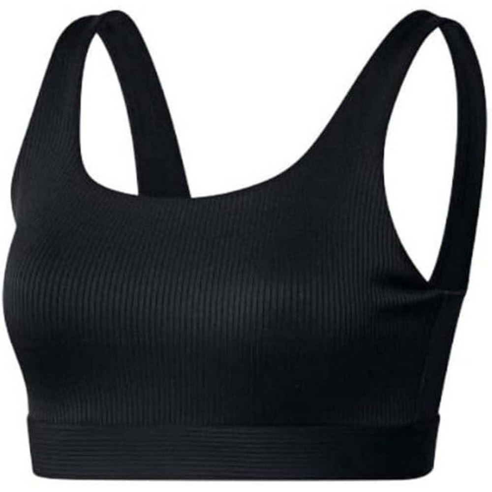 Adidas Train LS Bra Women XS Black NEW Ribbed Light Support HS7447 Sports Bra